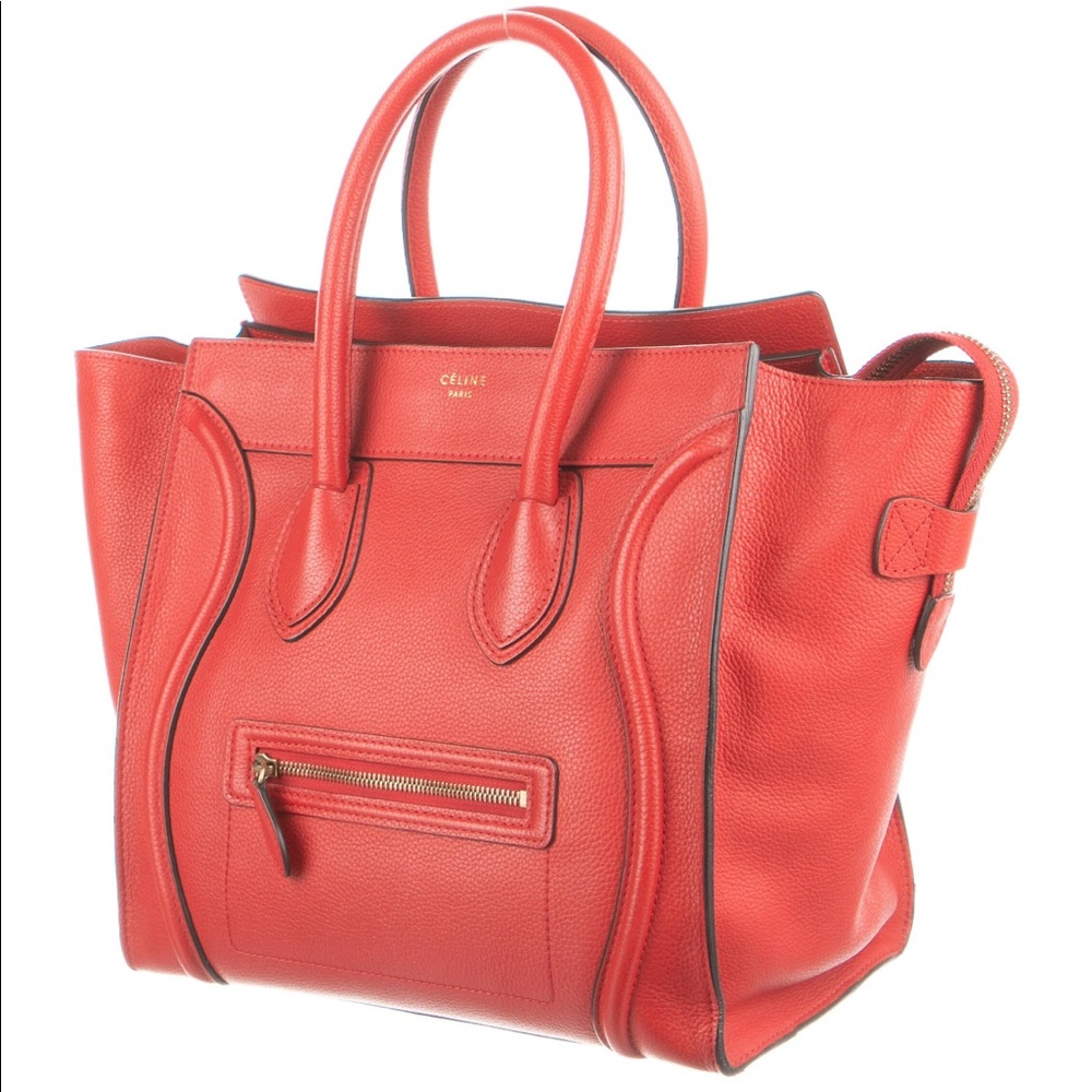 Celine luggage mini tote bag is RED